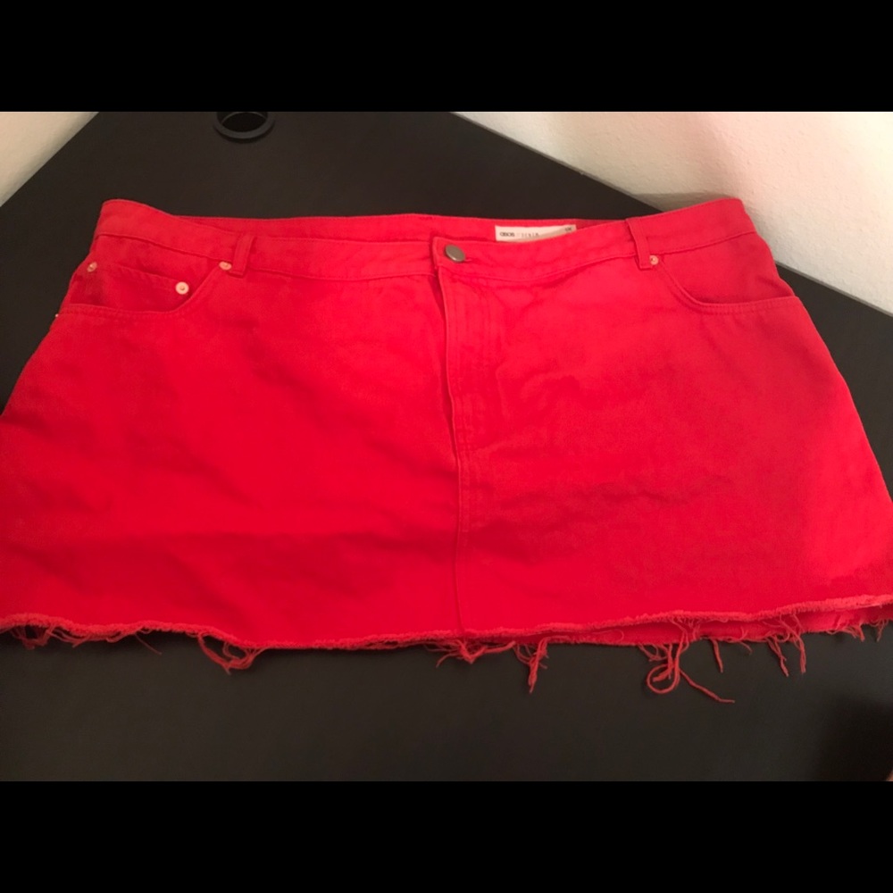 Red jean skirt
